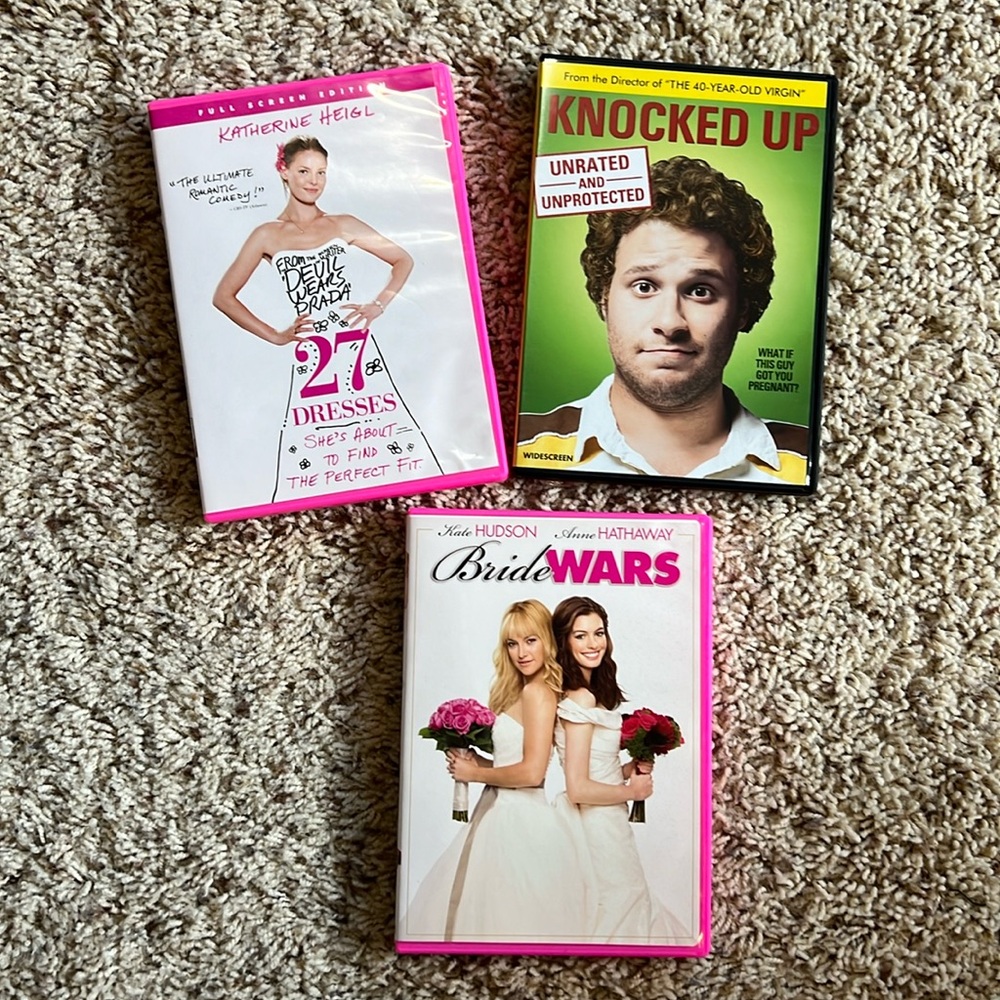 Like new hit comedy DVD collection w/“27 Dresses,” “Knocked Up,” & “Bride Wars”